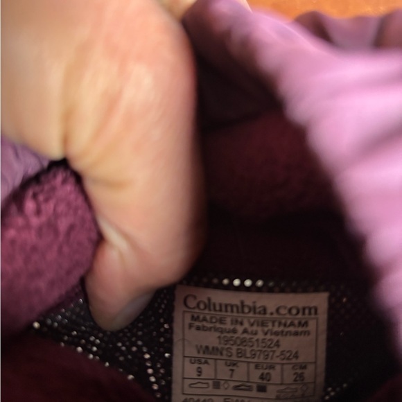 Columbia Minx Slip IV Quilted Burgundy Purple Waterproof Omni Winter Boots W9 - Picture 7 of 7